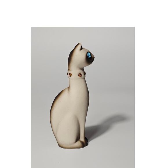 Vintage Siamese Cat |Rhinestone Eyes and Collar | Mid-Century - Picture 4 of 11